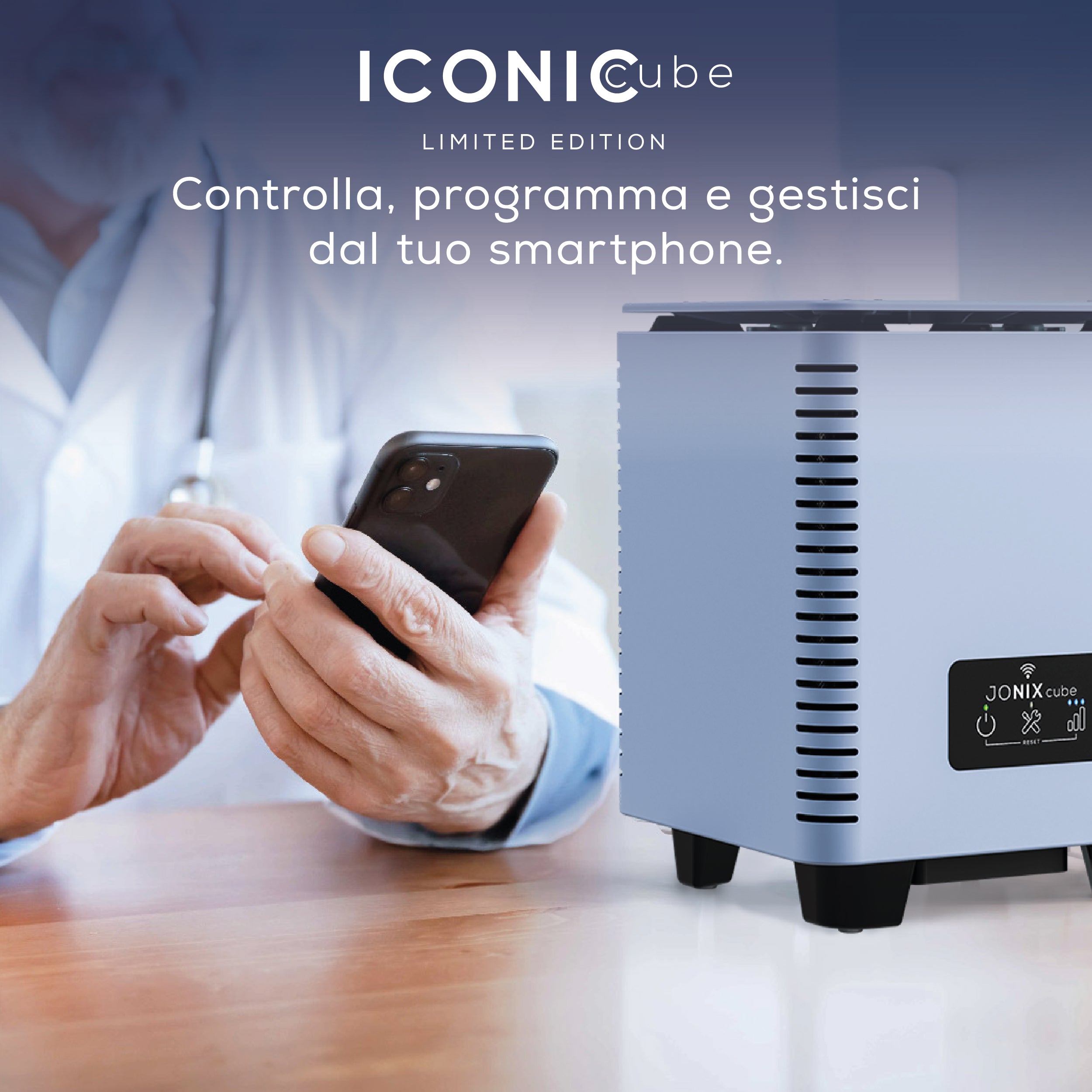 JONIX CUBE ICONIC - purificatore con scocca in acciaio satinato